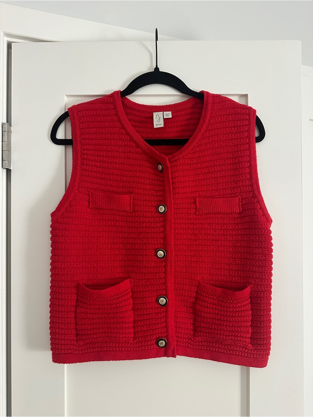 Joie Red Crocheted Button-Front Vest